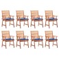 vidaXL Sillas comedor de jardín y cojines 8 uds madera maciza acacia 