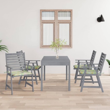vidaXL Sillas de comedor jardín con cojines 4 uds madera maciza acacia