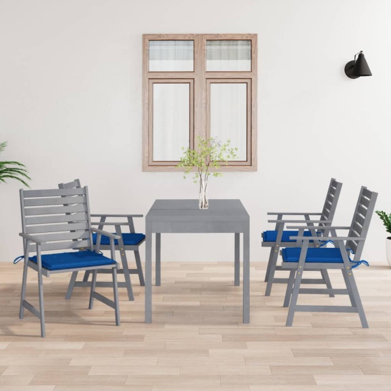 vidaXL Sillas de comedor jardín con cojines 4 uds madera maciza acacia vidaXL Sillas de comedor jardín con cojines 4 uds madera maciza acacia