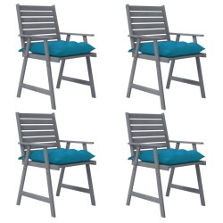 vidaXL Sillas de comedor jardín con cojines 4 uds madera maciza acacia