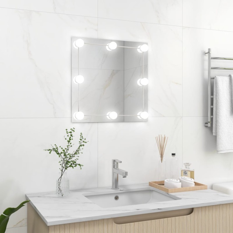 vidaXL Espejo de pared con luces LED cuadrado de vidrio vidaXL Espejo de pared con luces LED cuadrado de vidrio
