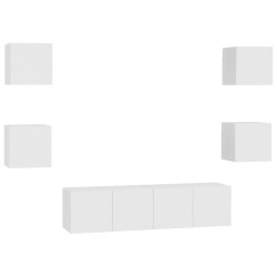 vidaXL Set de muebles de salón TV 6 piezas madera de ingeniería blanco