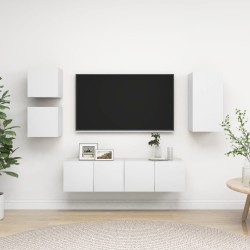 vidaXL Set de muebles de salón TV 5 piezas madera de ingeniería blanco
