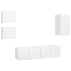 vidaXL Set de muebles de salón TV 5 piezas madera de ingeniería blanco