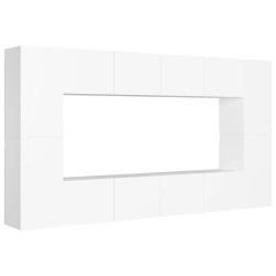 vidaXL Set de muebles de salón TV 8 piezas madera de ingeniería blanco