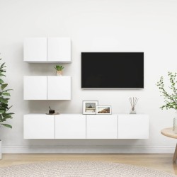 vidaXL Set de muebles de salón TV 4 piezas madera de ingeniería blanco