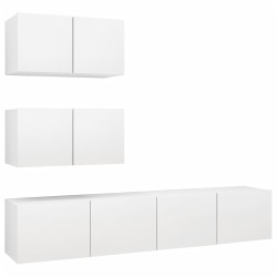 vidaXL Set de muebles de salón TV 4 piezas madera de ingeniería blanco