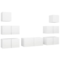 vidaXL Set de muebles de salón TV 7 piezas madera de ingeniería blanco