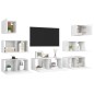 vidaXL Set de muebles de salón TV 7 piezas madera de ingeniería blanco