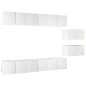 vidaXL Mueble de TV 8 piezas de madera contrachapada blanco