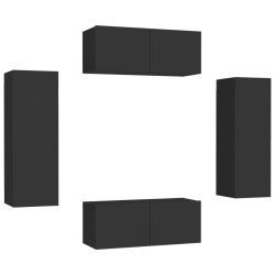 vidaXL Set de muebles de salón TV 4 pzas madera de ingeniería negro