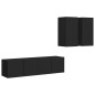 vidaXL Set de muebles de salón TV 4 piezas madera de ingeniería negro vidaXL Set de muebles de salón TV 4 piezas madera de ingeniería negro