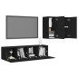vidaXL Set de muebles de salón TV 4 piezas madera de ingeniería negro vidaXL Set de muebles de salón TV 4 piezas madera de ingeniería negro