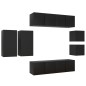 vidaXL Set de muebles de salón TV 8 piezas madera ingeniería negro