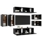 vidaXL Set de muebles de salón TV 8 piezas madera ingeniería negro