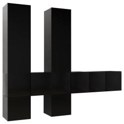 vidaXL Set de muebles de salón TV 7 piezas madera ingeniería negro