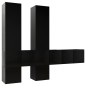 vidaXL Set de muebles de salón TV 7 piezas madera ingeniería negro
