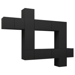 vidaXL Set de muebles de salón TV 10 piezas madera ingeniería negro