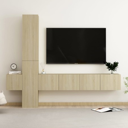 vidaXL Set muebles de salón TV 5 pzas madera ingeniería roble Sonoma