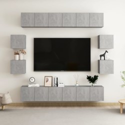 vidaXL Set de muebles de salón 10 pzas madera ingeniería gris hormigón