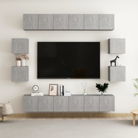 vidaXL Set de muebles de salón 10 pzas madera ingeniería gris hormigón