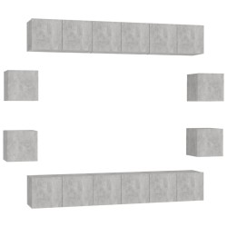 vidaXL Set de muebles de salón 10 pzas madera ingeniería gris hormigón
