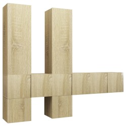 vidaXL Muebles de pared de TV 7 pzas aglomerado color roble Sonoma  