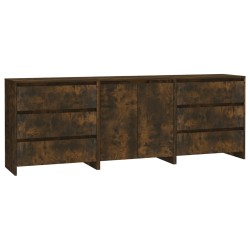 vidaXL Aparador de 3 piezas madera manufacturada color roble ahumado