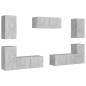 vidaXL Set muebles de salón TV 7 pzas madera ingeniería gris hormigón