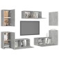 vidaXL Set muebles de salón TV 7 pzas madera ingeniería gris hormigón