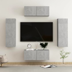vidaXL Set de muebles de salón 4 pzas madera ingeniería gris hormigón
