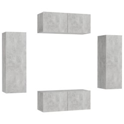 vidaXL Set de muebles de salón 4 pzas madera ingeniería gris hormigón