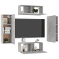 vidaXL Set de muebles de salón 4 pzas madera ingeniería gris hormigón vidaXL Set de muebles de salón 4 pzas madera ingeniería gris hormigón