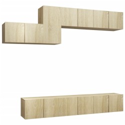 vidaXL Set de muebles salón TV 7 pzas madera ingeniería roble Sonoma