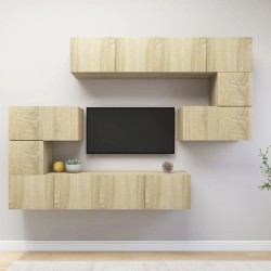 vidaXL Set de muebles para TV 8 pzas madera contrachapada roble Sonoma