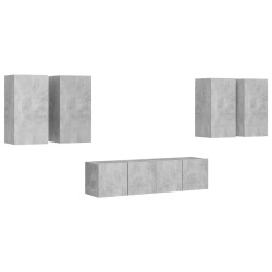 vidaXL Set muebles de salón TV 6 pzas madera ingeniería gris hormigón