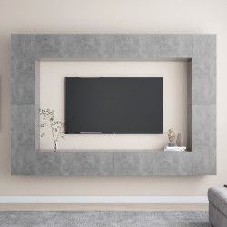 vidaXL Set muebles de salón TV 8 pzas madera ingeniería gris hormigón