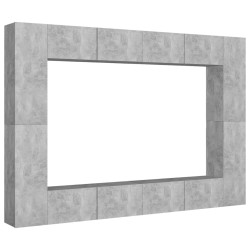 vidaXL Set muebles de salón TV 8 pzas madera ingeniería gris hormigón