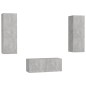 vidaXL Set de muebles de salón 3 pzas madera ingeniería gris hormigón
