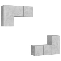 vidaXL Set muebles de salón TV 4 pzas madera ingeniería gris hormigón