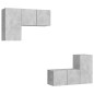 vidaXL Set muebles de salón TV 4 pzas madera ingeniería gris hormigón vidaXL Set muebles de salón TV 4 pzas madera ingeniería gris hormigón