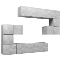 vidaXL Set muebles de salón TV 8 pzas madera ingeniería gris hormigón