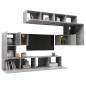 vidaXL Set muebles de salón TV 8 pzas madera ingeniería gris hormigón