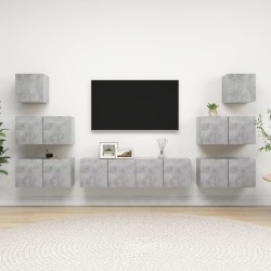 vidaXL Set muebles de salón TV 8 pzas madera ingeniería gris hormigón