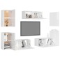 vidaXL Set de muebles de salón 7 pzas madera ingeniería blanco brillo vidaXL Set de muebles de salón 7 pzas madera ingeniería blanco brillo