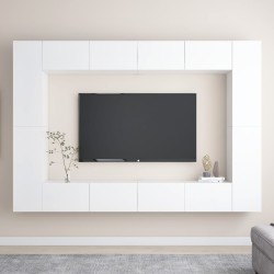 vidaXL Set de muebles de salón 8 pzas madera ingeniería blanco brillo