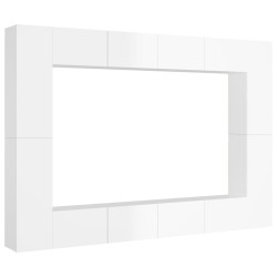 vidaXL Set de muebles de salón 8 pzas madera ingeniería blanco brillo