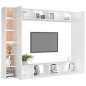 vidaXL Set de muebles de salón 8 pzas madera ingeniería blanco brillo