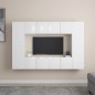 vidaXL Set de muebles de salón 8 pzas madera ingeniería blanco brillo vidaXL Set de muebles de salón 8 pzas madera ingeniería blanco brillo
