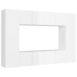 vidaXL Set de muebles de salón 8 pzas madera ingeniería blanco brillo
